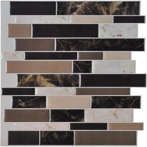 imageArt3d Peel and Stick Wall Tile for KitchenBathroom Backsplash 12quotx12quot MultiBrown