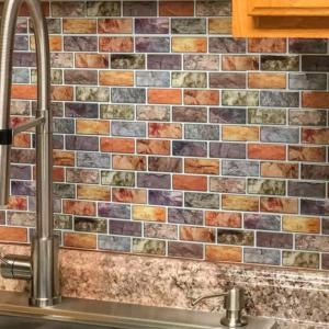 imageArt3d Peel and Stick Wall Tile for KitchenBathroom Backsplash 12quotx12quot MultiMulticolor