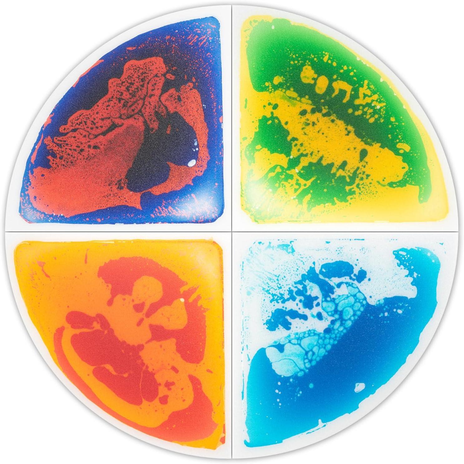 imageArt3d 4Pack Triangle Liquid Sensory Floor Tiles Colorful Liquid Fusion Play Mats for Kids Toddler 15quot x 15quotMulticoloredfanshaped