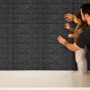 imageArt3d 10 Pcs 3D Peel and Stick Foam Brick Wall Panels Gray BrownBlack