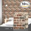 imageArt3d 10 Pcs 3D Peel and Stick Foam Brick Wall Panels Gray BrownGray Brown
