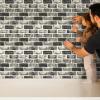 imageArt3d 10 Pcs 3D Peel and Stick Foam Brick Wall Panels Gray BrownGray Stone