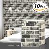 imageArt3d 10 Pcs 3D Peel and Stick Foam Brick Wall Panels Gray BrownGray Stone