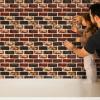 imageArt3d 10 Pcs 3D Peel and Stick Foam Brick Wall Panels Gray BrownRed Brown