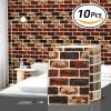 imageArt3d 10 Pcs 3D Peel and Stick Foam Brick Wall Panels Gray BrownRed Brown