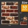 imageArt3d 10 Pcs 3D Peel and Stick Foam Brick Wall Panels Gray BrownRed Brown