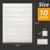 imageArt3d 10 Pcs 3D Peel and Stick Foam Brick Wall Panels Gray BrownWhite