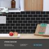 imageArt3d 10Sheet Peel and Stick Backsplash 12 in x 12 in Subway Tiles in Marble DesignBlack