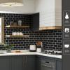 imageArt3d 10Sheet Peel and Stick Backsplash 12 in x 12 in Subway Tiles in Marble DesignBlack