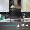 imageArt3d 10Sheet Peel and Stick Backsplash 12 in x 12 in Subway Tiles in Marble DesignBlack