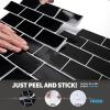 imageArt3d 10Sheet Peel and Stick Backsplash 12 in x 12 in Subway Tiles in Marble DesignBlack