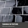 imageArt3d 10Sheet Peel and Stick Backsplash 12 in x 12 in Subway Tiles in Marble DesignBlack Marble