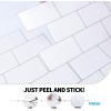 imageArt3d 10Sheet Peel and Stick Backsplash 12 in x 12 in Subway Tiles in Marble DesignBright White
