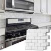 imageArt3d 10Sheet Peel and Stick Backsplash 12 in x 12 in Subway Tiles in Marble DesignWarm White With Gray Grout