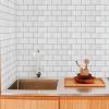 imageArt3d 10Sheet Peel and Stick Backsplash 12 in x 12 in Subway Tiles in Marble DesignWarm White With Gray Grout