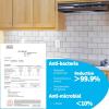 imageArt3d 10Sheet Peel and Stick Backsplash 12 in x 12 in Subway Tiles in Marble DesignWarm White With Gray Grout
