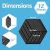 imageArt3d 12 Pcs Hexagon Acoustic Panels High Density Sound Absorbing Panels Soundproof Wall Panels For Home Sound Insulation Beveled Edge Tiles Light GreyBlackCube