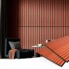 imageArt3d 4pcs107 x 8in Slat Acoustic Panel for Wall and Ceiling 3D Fluted Sound Absorbing Panel with Wood Finish Dark WalnutCherry