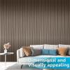 imageArt3d 8 Pack 104quot x 63quot Slat Wall Paneling Glossy Metal Finish WPC Soundproof 3D Wall Panels Wavy Sound Absorbing Panels for Interior Wall Decor Living Room Bedroom  Sparkling GoldTextured Brown