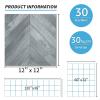 imageArt3d Peel and Stick Vinyl Floor Tiles 30Pack 12 x 12 inch Self Adhesive Waterproof Flooring Wood Planks for Kitchen Dining Room Bedrooms Cover 30 Sq Ft Dark Brown OakHerringbone  Grey