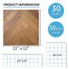 imageArt3d Peel and Stick Vinyl Floor Tiles 30Pack 12 x 12 inch Self Adhesive Waterproof Flooring Wood Planks for Kitchen Dining Room Bedrooms Cover 30 Sq Ft Dark Brown OakHerringbone  Brown