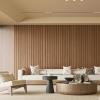 imageArt3d Slat Wood Wall Paneling for Interior and Ceiling Decoration  Pack of 4pcs  1pc EndTrim Size 108 x 57in Oak