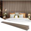 imageArt3d 8 Pack 104quot x 63quot Slat Wall Paneling Glossy Metal Finish WPC Soundproof 3D Wall Panels Wavy Sound Absorbing Panels for Interior Wall Decor Living Room Bedroom  Sparkling GoldTextured Brown