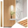 imageArt3d Slat Wood Wall Paneling for Interior and Ceiling Decoration  Pack of 4pcs  1pc EndTrim Size 108 x 57in Oak