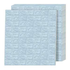 imageArt3d 10 Pcs 3D Peel and Stick Foam Brick Wall Panels Gray BrownBlue