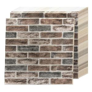 imageArt3d 10 Pcs 3D Peel and Stick Foam Brick Wall Panels Gray BrownBrown