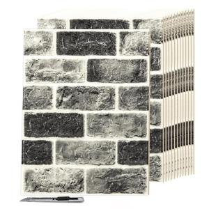 imageArt3d 10 Pcs 3D Peel and Stick Foam Brick Wall Panels Gray BrownGray Stone