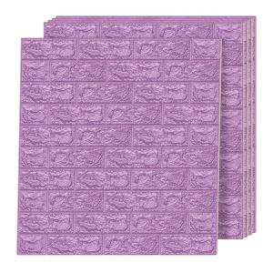 imageArt3d 10 Pcs 3D Peel and Stick Foam Brick Wall Panels Gray BrownPink