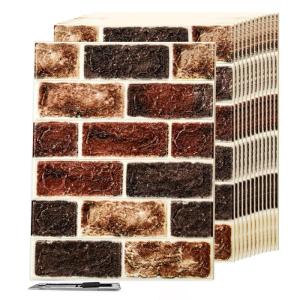 imageArt3d 10 Pcs 3D Peel and Stick Foam Brick Wall Panels Gray BrownRed Brown