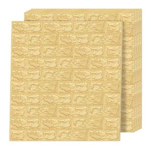imageArt3d 10 Pcs 3D Peel and Stick Foam Brick Wall Panels Gray BrownYellow