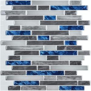 imageArt3d 10Piece Stick on Backsplash Tile for Kitchen30  30cm Vinyl Decorative Tiles Marble A17083P10Blue Marlbe