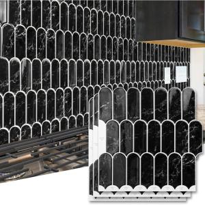 imageArt3d 10Sheet Peel and Stick Kitchen Backsplash Tile Vinyl Stick On Wall Tile Sticker for Bathroom Laundry Room Back Splashes 12quotx12quot Grey MarbleBlack Marble