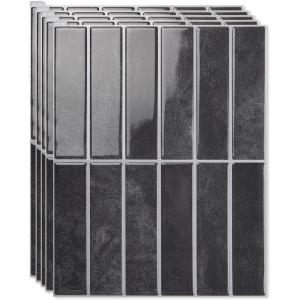 imageArt3d 114 x 9 Inch HeavyDuty Peel and Stick Backsplash for Home Dcor 10Pack Vinyl Wall Tiles for Kitchen Countertop Smoky BlackSmoky Black