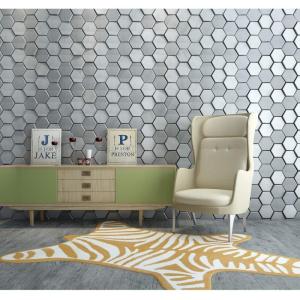 imageArt3d 20Piece Decorative 3D Wall Panels Faux Leather Tile Silk Silver Hexagon