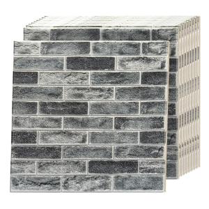 imageArt3d 29 SqFT 3D SelfAdhesive Foam Brick Wall Panels Pink5 PackGray Stone