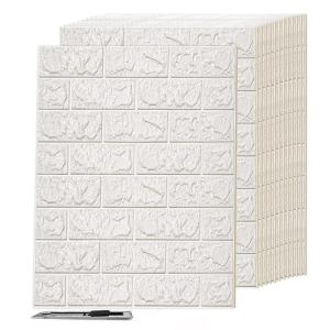 imageArt3d 29 SqFT 3D SelfAdhesive Foam Brick Wall Panels Pink5 PackWhite