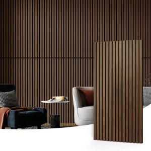 imageArt3d 4pcs107 x 8in Slat Acoustic Panel for Wall and Ceiling 3D Fluted Sound Absorbing Panel with Wood Finish Dark WalnutDark Walnut