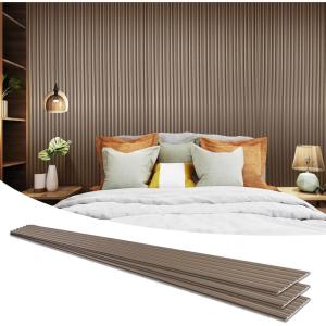 imageArt3d 8 Pack 104quot x 63quot Slat Wall Paneling Glossy Metal Finish WPC Soundproof 3D Wall Panels Wavy Sound Absorbing Panels for Interior Wall Decor Living Room Bedroom  Sparkling GoldTextured Brown