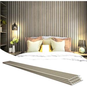 imageArt3d 8 Pack 104quot x 63quot Slat Wall Paneling Glossy Metal Finish WPC Soundproof 3D Wall Panels Wavy Sound Absorbing Panels for Interior Wall Decor Living Room Bedroom  Sparkling GoldElegant Champagne