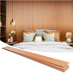 imageArt3d 8 Pack 104quot x 63quot Slat Wall Paneling Glossy Metal Finish WPC Soundproof 3D Wall Panels Wavy Sound Absorbing Panels for Interior Wall Decor Living Room Bedroom  Sparkling GoldSparkling Gold