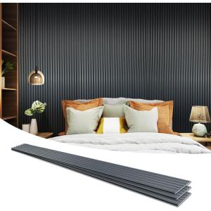 imageArt3d 8 Pack 104quot x 63quot Slat Wall Paneling Glossy Metal Finish WPC Soundproof 3D Wall Panels Wavy Sound Absorbing Panels for Interior Wall Decor Living Room Bedroom  Sparkling GoldSteel Gray