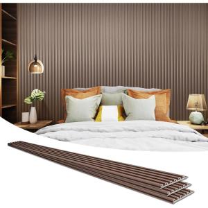 imageArt3d 8 Pack 104quot x 67quot Slat Wall Paneling Glossy Metal Finish WPC Soundproof 3D Wall Panels 3D Sound Absorbing Panels for Interior Wall Decor Living Room Bedroom  Sparkling GoldTextured Brown