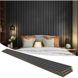 imageArt3d 8 Pack 104quot x 67quot Slat Wall Paneling Glossy Metal Finish WPC Soundproof 3D Wall Panels 3D Sound Absorbing Panels for Interior Wall Decor Living Room Bedroom  Sparkling GoldClassic Black