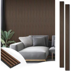 imageArt3d 8Pack WPC Wood Slat Wall Panel for Interior Wall Dcor 3D Wood Fluted Acoustic Wall Paneling for Living Room Bedroom Home ampamp Office Accent Wall Decor  96 x 6 Inch WalnutWalnut