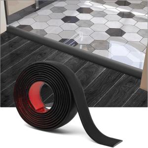 imageArt3d Self Adhesive Vinyl Floor Transition Strip Laminate Floor Strip Floor Flat Divider Strip for Joining Floor Gaps Carpet Threshold Transition Floor Tiles 10 FT 157in WhiteWashedBlack