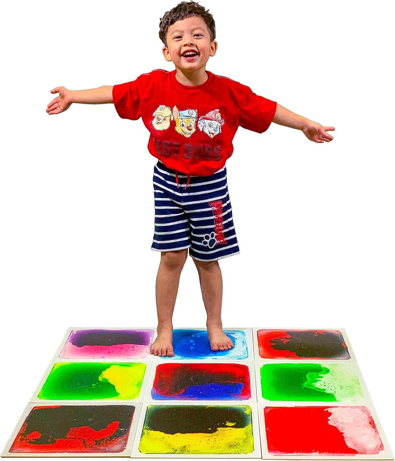 imageArt3d 10Tile Sensory Room Tiles MultiColor Liquid Encased Floor Playmat Kids Play Floor Tiles 197quot Large Tile 27 SqFtMulti Color 10 Styles